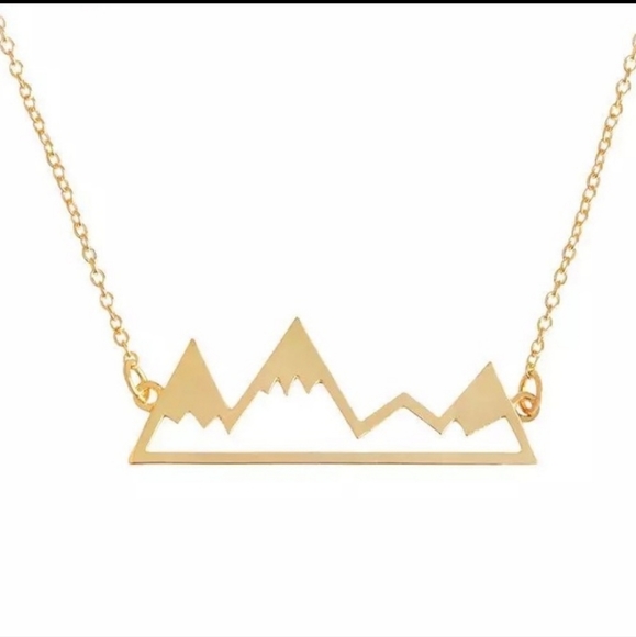 'Gold' Plated Mountain Pendant Necklace - Picture 4 of 4